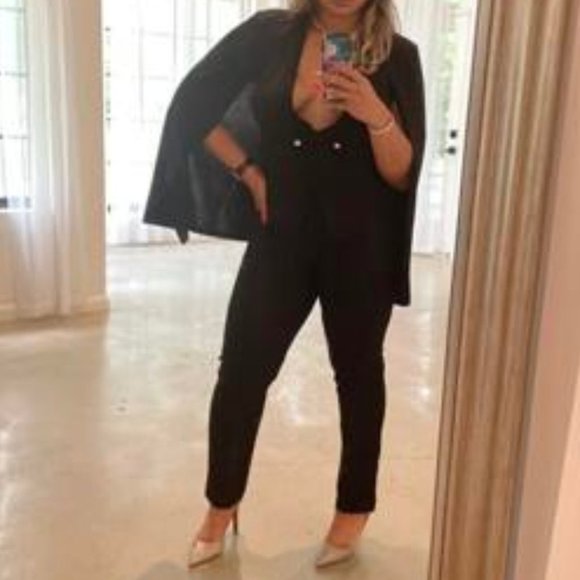 ALL ABOUT CLASS black 2 piece Cape Blazer & Pants Suit - Picture 5 of 16